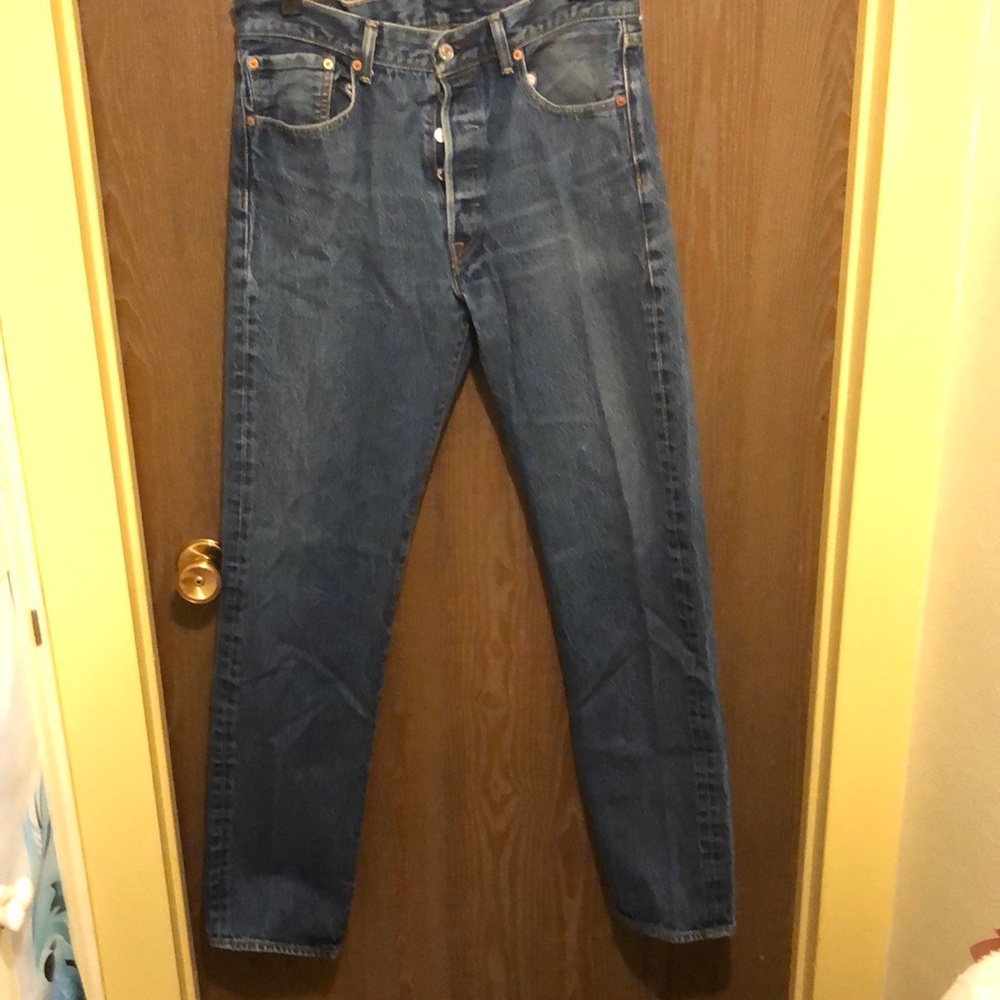 Levi's 501 Jeans Original Button Fly Medium Wash Cotton Straight Leg  34x38
